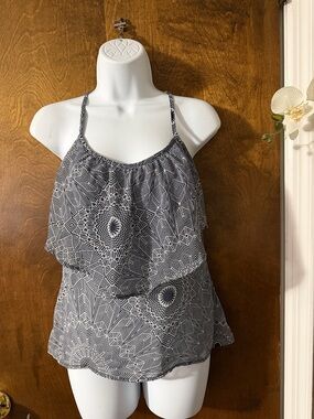 Kirra Black and White Geometric Layered Camisole